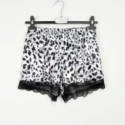 Σετ Σατέν Babydoll Άνιμαλ Πριντ Τοπάκι και Σορτσάκι Slim Fit, Γκρι