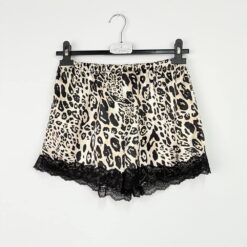 Σετ Σατέν Babydoll Άνιμαλ Πριντ Τοπάκι και Σορτσάκι Slim Fit, Μπεζ