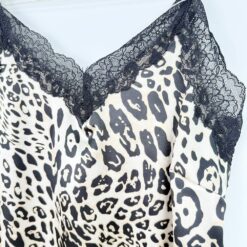 Σετ Σατέν Babydoll Άνιμαλ Πριντ Τοπάκι και Σορτσάκι Slim Fit, Μπεζ