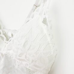 Σουτιέν Δαντελωτό Bralette με Βολάν και ρυθμιζόμενες Τιράντες, Λευκό