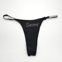 Γυναικείο Εσώρουχο Στρινγκ με Στρασάκια Sexy, Μαύρο