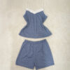 Σετ Βαμβακερό Babydoll Πουά Τοπάκι και Σορτσάκι Slim Fit, Σιέλ
