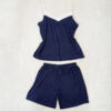 Σετ Βαμβακερό Babydoll Πουά Τοπάκι και Σορτσάκι Slim Fit, Μπλε Μαρέν
