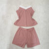 Σετ Βαμβακερό Babydoll Πουά Τοπάκι και Σορτσάκι Slim Fit, Σάπιο Μήλο