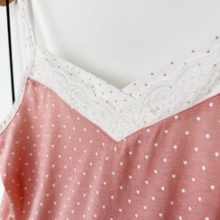 Σετ Βαμβακερό Babydoll Πουά Τοπάκι και Σορτσάκι Slim Fit, Σάπιο Μήλο