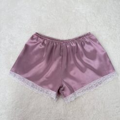 Σετ Σατέν Babydoll Τοπάκι και Σορτσάκι με Δαντέλα Slim Fit, Σάπιο Μήλο