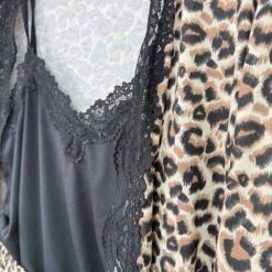 Σετ Γυναικείες Πιτζάμες Άνιμαλ Πριντ Ρομπάκι, Παντελόνι και Τοπάκι Slim Fit,