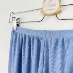 Σετ Γυναικείες Πιτζάμες Ριπ Ρόμπα κοντή, Τοπάκι και Παντελόνι Slim Fit, Γαλάζιο