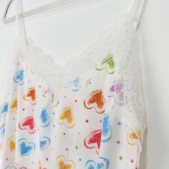 Σετ Γυναικείες Πιτζάμες Babydoll με Καρδούλες Τοπάκι και Σορτσάκι Slim Fit, Εκρού