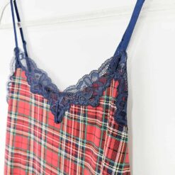 Σετ Γυναικείες Πιτζάμες Babydoll Καρό Τοπάκι και Σορτσάκι Slim Fit, Κόκκινο