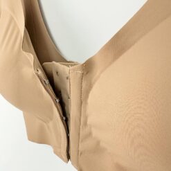 Μπουστάκι Λαστέξ χωρίς Ραφές με αφαιρούμενες Τιράντες και Κούμπωμα μπροστά, Σκούρο Μπεζ
