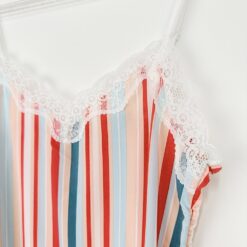Σετ Γυναικείες Πιτζάμες Πολύχρωμο Ριγέ Babydoll Τοπάκι και Σορτσάκι Slim Fit, Πορτοκαλί
