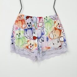 Σετ Γυναικείες Πιτζάμες Πολύχρωμο Babydoll Αρκουδάκια Τοπάκι και Σορτσάκι Slim Fit, Μωβ