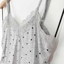 Σετ Γυναικείες Πιτζάμες Πουά Babydoll Τοπάκι και Σορτσάκι Slim Fit, Γκρι