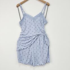 Σετ Γυναικείες Πιτζάμες Πουά Babydoll Τοπάκι και Σορτσάκι Slim Fit, Γαλάζιο