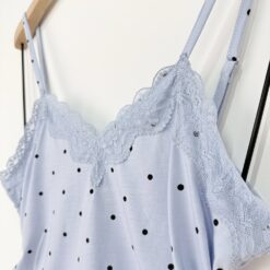 Σετ Γυναικείες Πιτζάμες Πουά Babydoll Τοπάκι και Σορτσάκι Slim Fit, Γαλάζιο