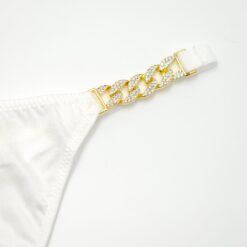 Γυναικείο Βαμβακερό Εσώρουχο String με Στρας, Λευκό