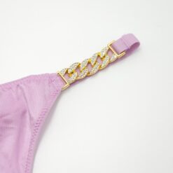 Γυναικείο Βαμβακερό Εσώρουχο String με Στρας, Μωβ