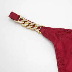 Γυναικείο Βαμβακερό Εσώρουχο String με Στρας, Μπορντοκόκκινο
