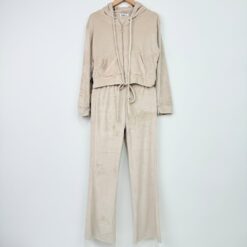 Σετ Γυναικείες Φόρμες Βελουτέ Καμπάνα Regular Fit, Μπεζ
