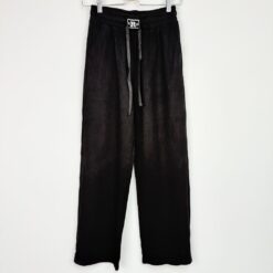 Γυναικείο Παντελόνι Πιτζάμας Wide Leg Ριπ Regular Fit, Μαύρο
