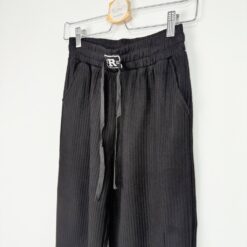 Γυναικείο Παντελόνι Πιτζάμας Wide Leg Ριπ Regular Fit, Μαύρο