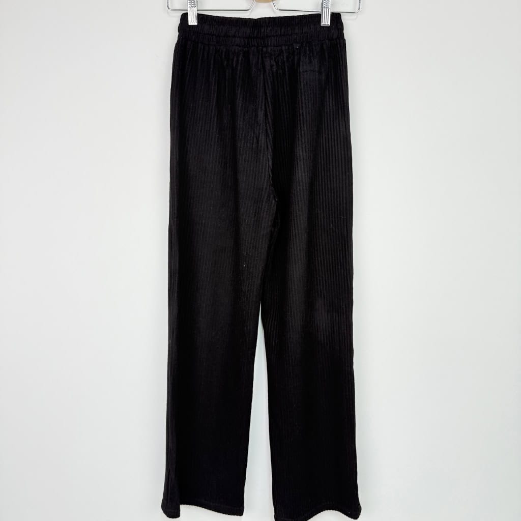 Γυναικείο Παντελόνι Πιτζάμας Wide Leg Ριπ Regular Fit, Μαύρο