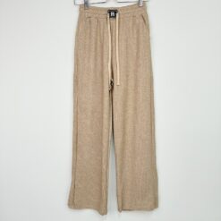 Γυναικείο Παντελόνι Πιτζάμας Wide Leg Ριπ Regular Fit, Μπεζ