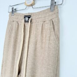 Γυναικείο Παντελόνι Πιτζάμας Wide Leg Ριπ Regular Fit, Μπεζ