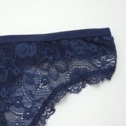 Γυναικείο Βαμβακερό Εσώρουχο Στρινγκ Δαντελωτό, Μπλε Μαρέν
