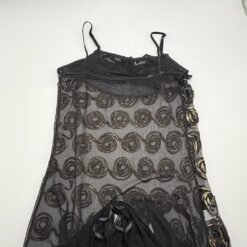 Σετ Γυναικεία Εσώρουχα Διάφανο Φλοράλ Νυχτικό και String, Μαύρο