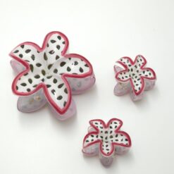 Σετ Κλαμεράκια Μαλλιών Λουλούδια σχέδιο Dragon fruit 3τμχ, Λευκό