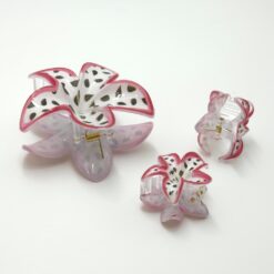 Σετ Κλαμεράκια Μαλλιών Λουλούδια σχέδιο Dragon fruit 3τμχ, Λευκό