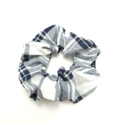 Λαστιχάκι Μαλλιών Σούρα Scrunchie Καρό, Μπλε Μαρέν