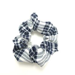 Λαστιχάκι Μαλλιών Σούρα Scrunchie Καρό, Μπλε Μαρέν