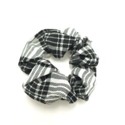 Λαστιχάκι Μαλλιών Σούρα Scrunchie Καρό, Ασπρόμαυρο