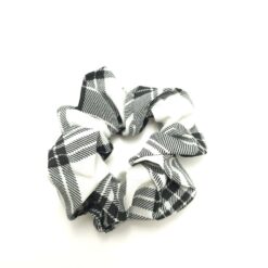 Λαστιχάκι Μαλλιών Σούρα Scrunchie Καρό, Ασπρόμαυρο