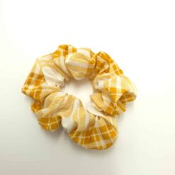 Λαστιχάκι Μαλλιών Σούρα Scrunchie Καρό, Κίτρινο