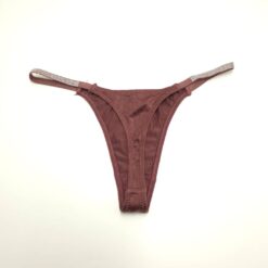 Γυναικείο Εσώρουχο Στρινγκ με Στρασάκια Sexy, Σκούρο Καφέ