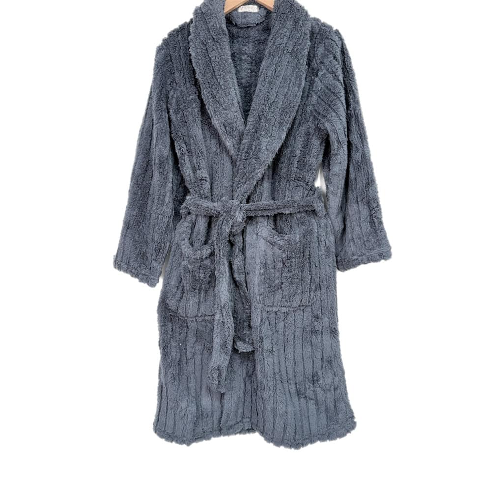 Ανδρική Ρόμπα Fleece με Ζώνη, Εσωτερικά Κορδόνια και Τσέπες Slim Fit, Γκρι