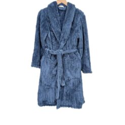 Ανδρική Ρόμπα Fleece με Ζώνη, Εσωτερικά Κορδόνια και Τσέπες Slim Fit, Μπλε