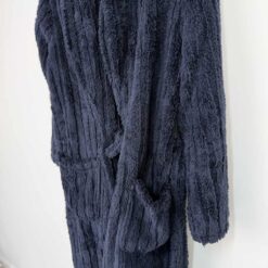 Ανδρική Ρόμπα Fleece με Ζώνη, Εσωτερικά Κορδόνια και Τσέπες Slim Fit, Μπλε Μαρέν