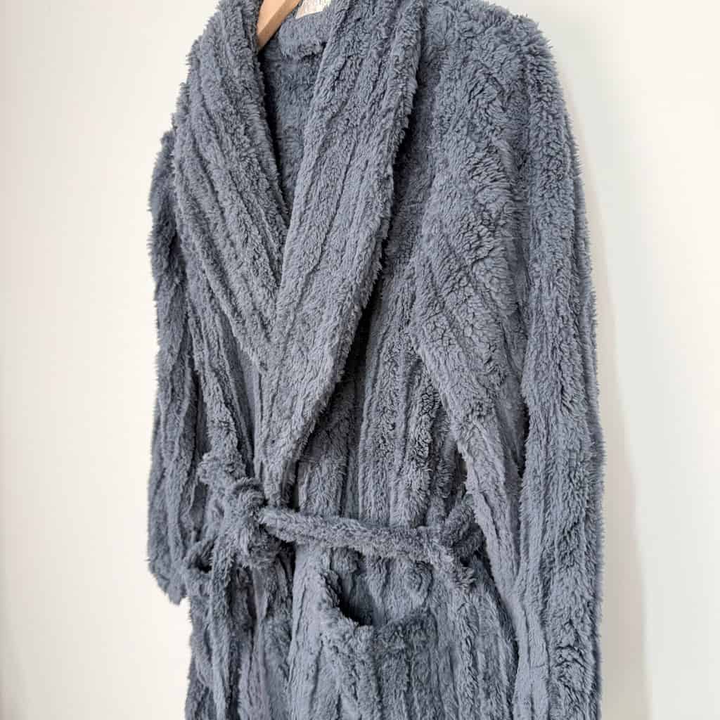 Ανδρική Ρόμπα Fleece με Ζώνη, Εσωτερικά Κορδόνια και Τσέπες Slim Fit, Γκρι