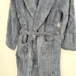 Ανδρική Ρόμπα Fleece με Ζώνη, Εσωτερικά Κορδόνια και Τσέπες Slim Fit, Γκρι