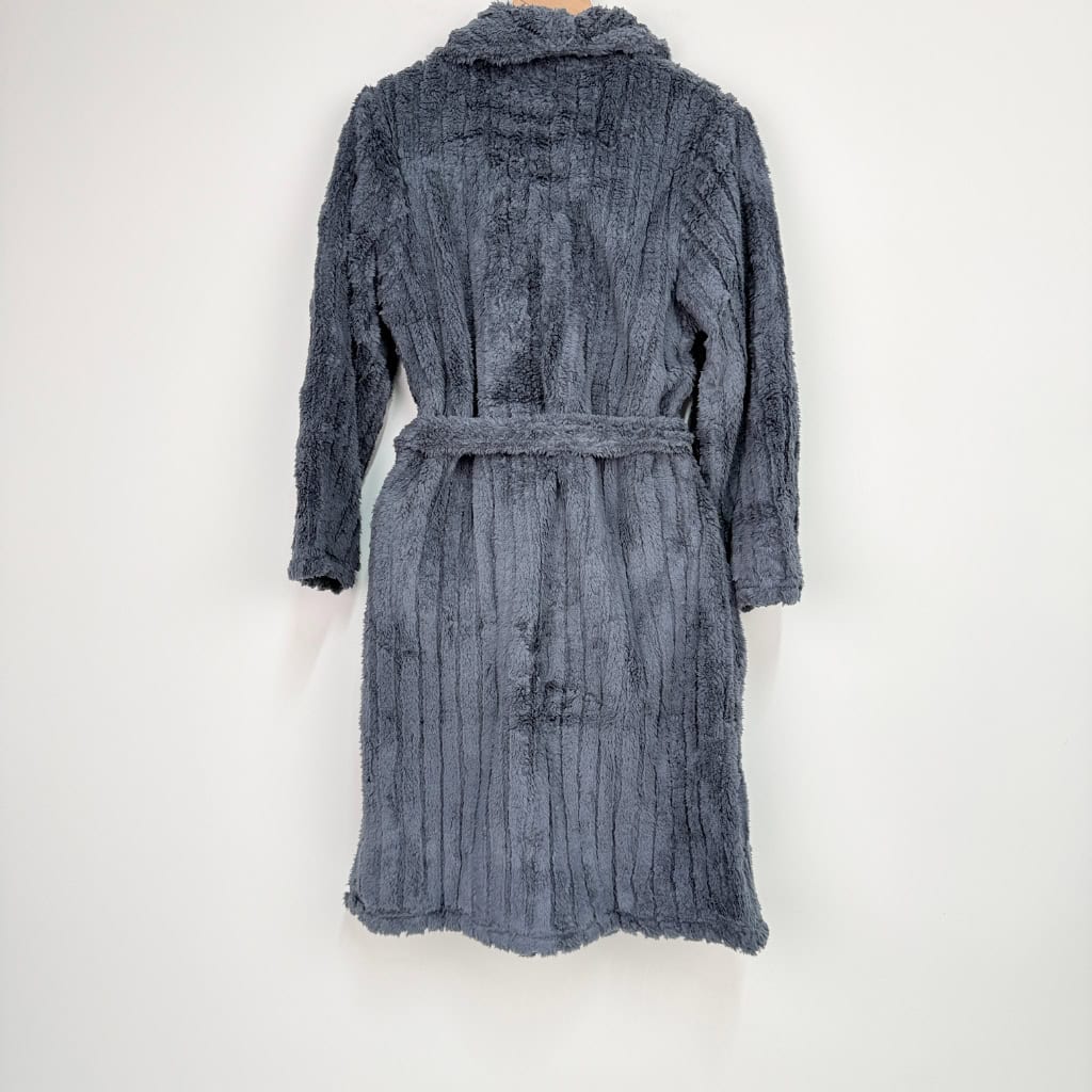Ανδρική Ρόμπα Fleece με Ζώνη, Εσωτερικά Κορδόνια και Τσέπες Slim Fit, Γκρι