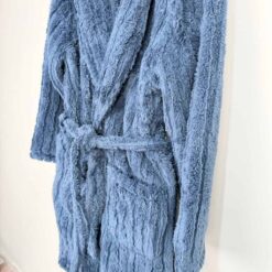 Ανδρική Ρόμπα Fleece με Ζώνη, Εσωτερικά Κορδόνια και Τσέπες Slim Fit, Μπλε