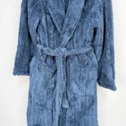 Ανδρική Ρόμπα Fleece με Ζώνη, Εσωτερικά Κορδόνια και Τσέπες Slim Fit, Μπλε