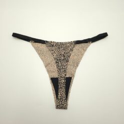 Γυναικείο Εσώρουχο Στρινγκ Ριπ Ψηλόμεσο Animal Print, Σκούρο Μπεζ