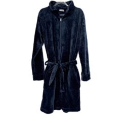 Ρόμπα Unisex Μονόχρωμη Fleece Μακριά με Φερμουάρ Regular Fit, Μπλε Μαρέν