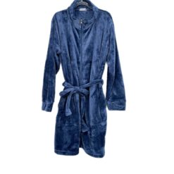 Ρόμπα Unisex Μονόχρωμη Fleece Μακριά με Φερμουάρ Regular Fit, Μπλε